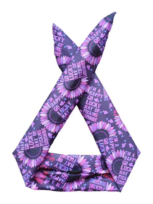 BETTY BOO BANDS™ WIRED HEADWRAP | 18+ Swear Band | I'm a Happy Go Lucky Ray of F*cking Sunshine Purple