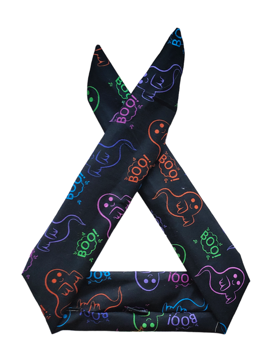 BETTY BOO BANDS™ WIRED HEADWRAP | Rainbow Boo Ghosts on Black