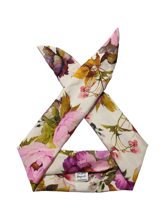 BETTY BOO BANDS™ WIRED HEADWRAP | Linen Watercolour Purple Floral