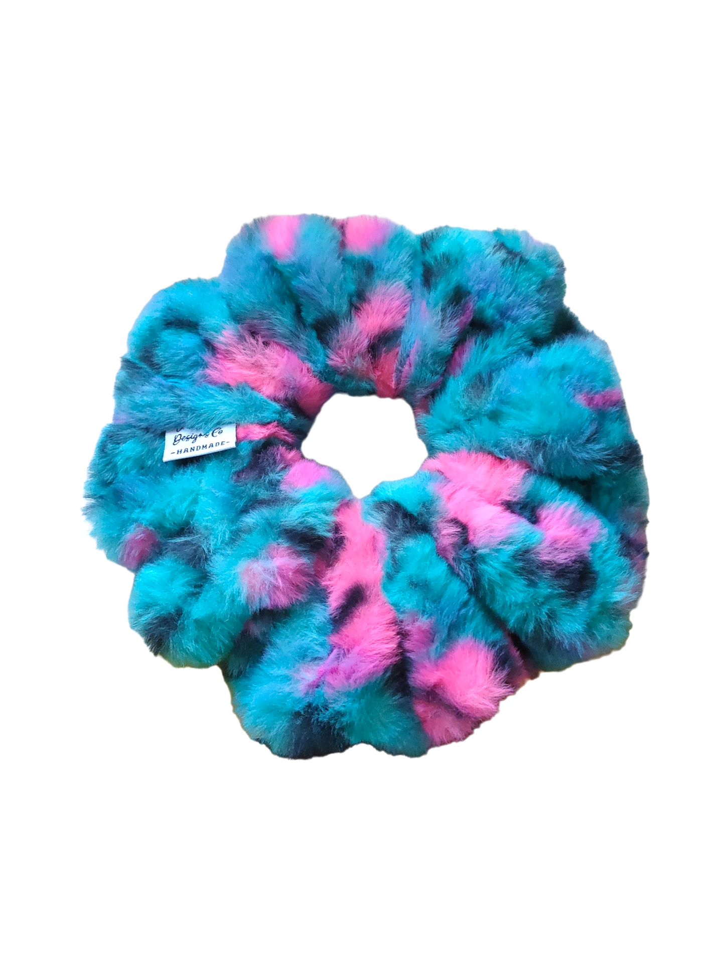 LARGE Fluffy Teal & Hot Pink Leopard