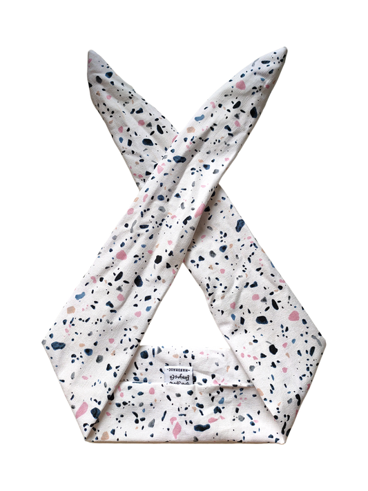 BETTY BOO BANDS™ WIRED HEADWRAP | Terrazzo Stone | White & Pink