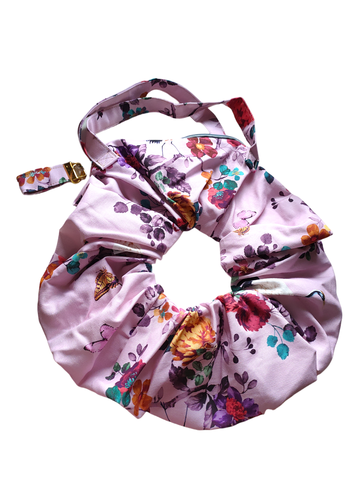 SCRUNCHIE BAG | Purple Floral Canvas