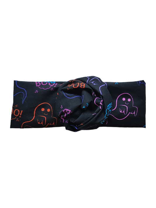 BETTY BOO BANDS™ WIRED HEADWRAP | Rainbow Boo Ghosts on Black