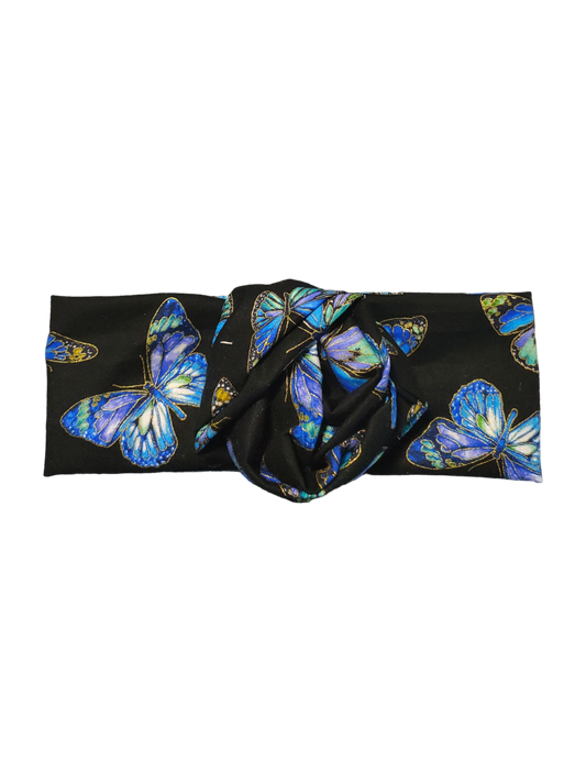 BETTY BOO BANDS™ WIRED HEADWRAP | Black with Blue Butterflies