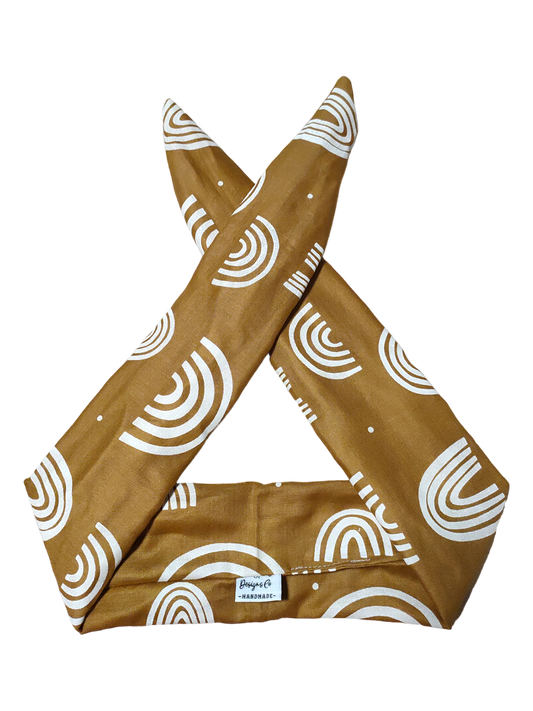 BETTY BOO BANDS™ WIRED HEADWRAP | Boho Rainbow | White & Tan Brown