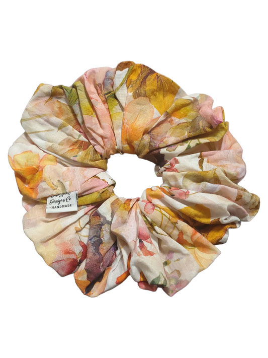 XXL Linen Oranges & Pink Watercolour Florals
