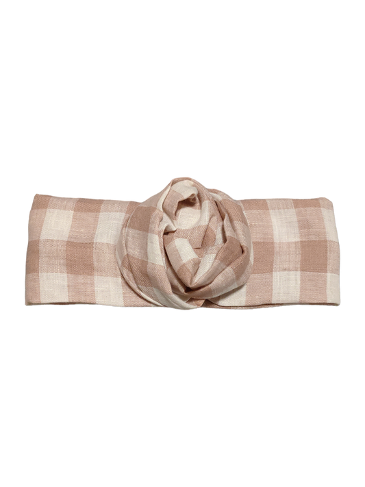 BETTY BOO BANDS™ WIRED HEADWRAP | Linen Gingham Dusty Pink
