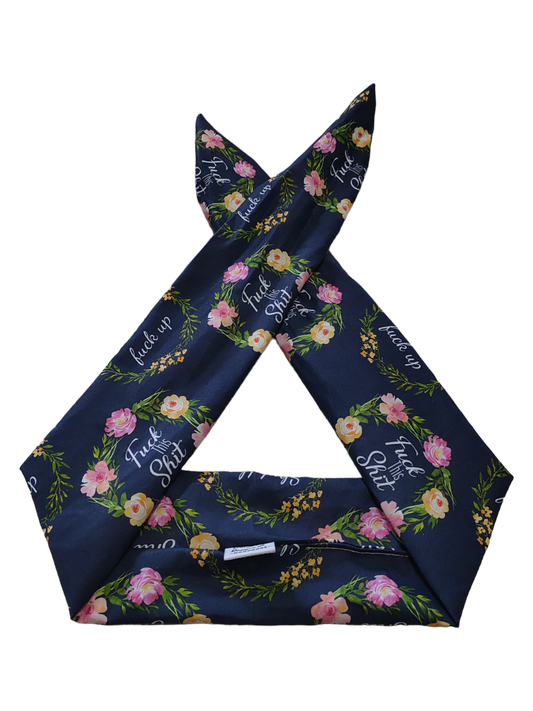 BETTY BOO BANDS™ WIRED HEADWRAP | 18+ Swear Band | F*ck This Sh*t Navy Floral Wreath