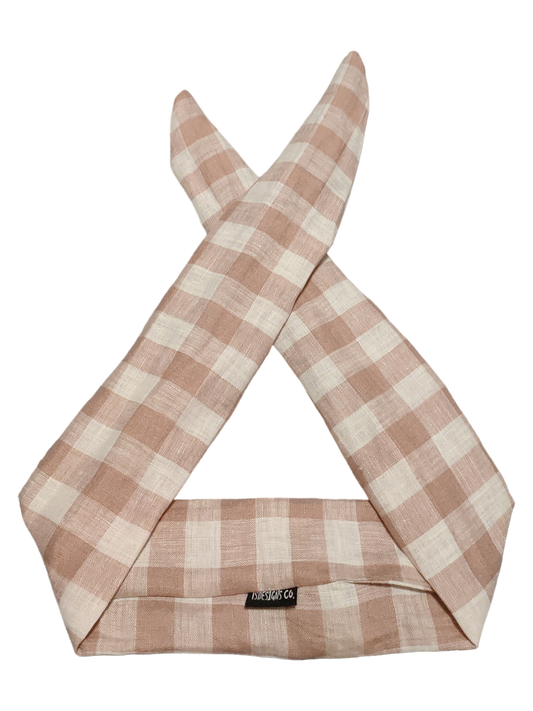 BETTY BOO BANDS™ WIRED HEADWRAP | Linen Gingham Dusty Pink