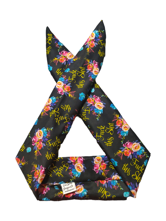 BETTY BOO BANDS™ WIRED HEADWRAP | 18+ Swear Band | F*ck This Sh*t Black, Blue & Yellow