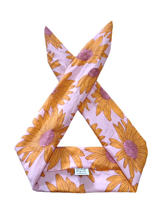 BETTY BOO BANDS™ WIRED HEADWRAP | Sunflowers | Baby Pink