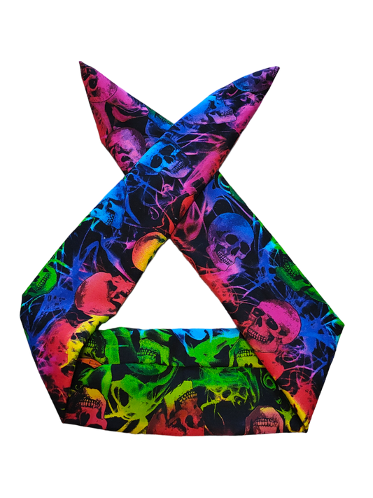 BETTY BOO BANDS™ WIRED HEADWRAP | + ZIP POCKET | Rainbow Skulls