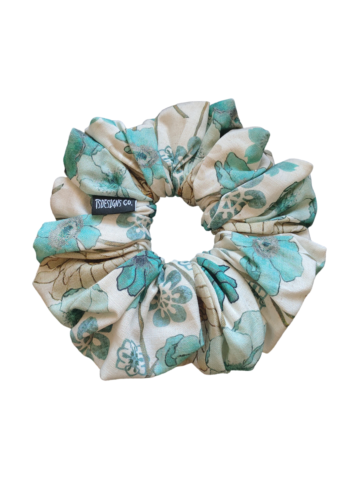 LARGE Linen Teal Floral