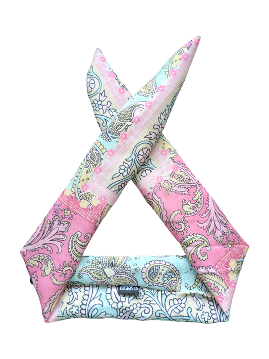 BETTY BOO BANDS™ WIRED HEADWRAP | Linen Paisley Pink Aqua Boho