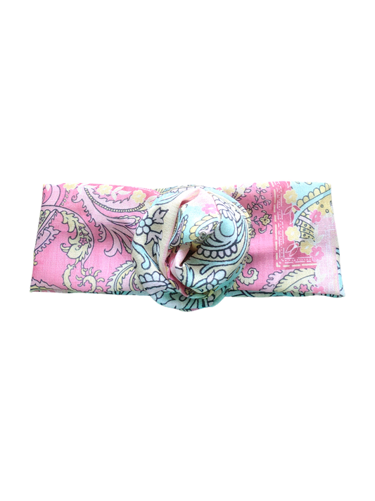 BETTY BOO BANDS™ WIRED HEADWRAP | Linen Paisley Pink Aqua Boho