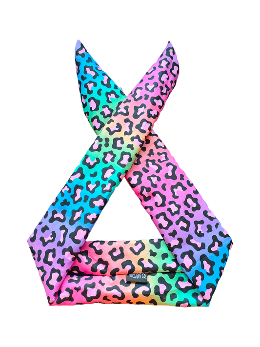 BETTY BOO BANDS™ WIRED HEADWRAP | + ZIP POCKET | Rainbow Leopard