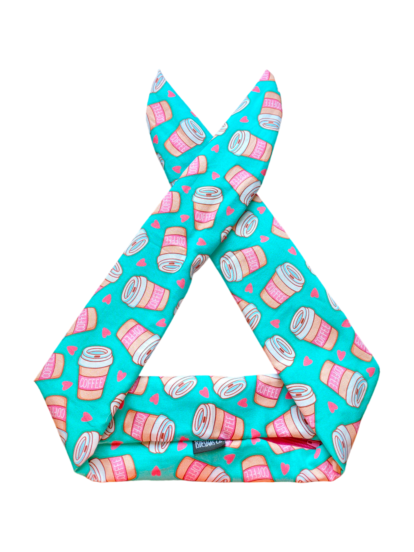 BETTY BOO BANDS™ WIRED HEADWRAP | + ZIP POCKET | Coffee & Love Hearts