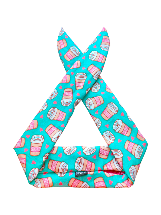 BETTY BOO BANDS™ WIRED HEADWRAP | + ZIP POCKET | Coffee & Love Hearts