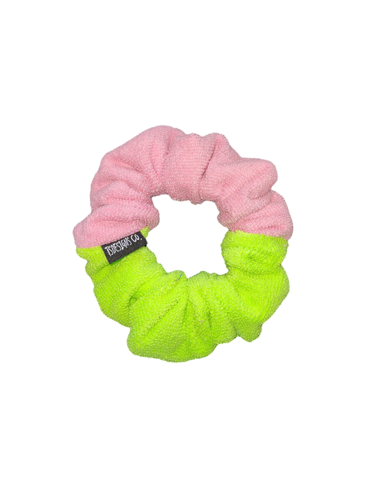 MINI TOWEL SCRUNCHIES | Pink + Green