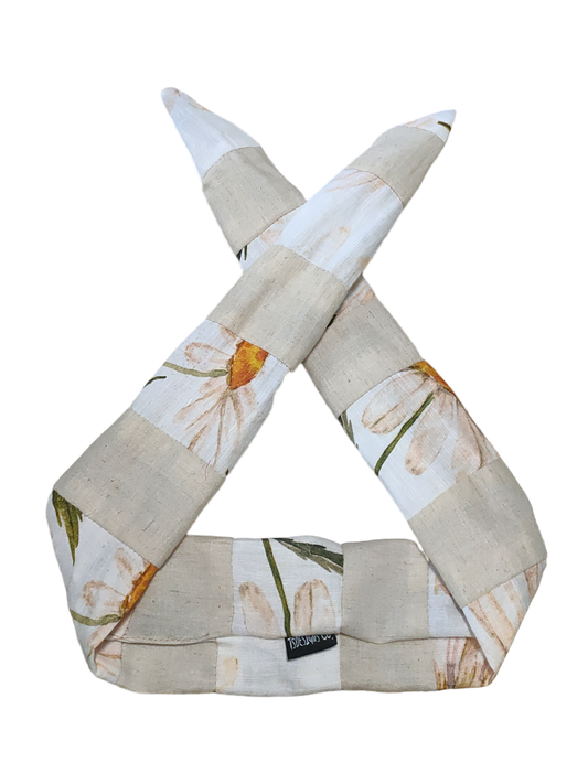 BETTY BOO BANDS™ WIRED HEADWRAP | Zero Fabric Waste | Linen Neutral + Linen White Florals