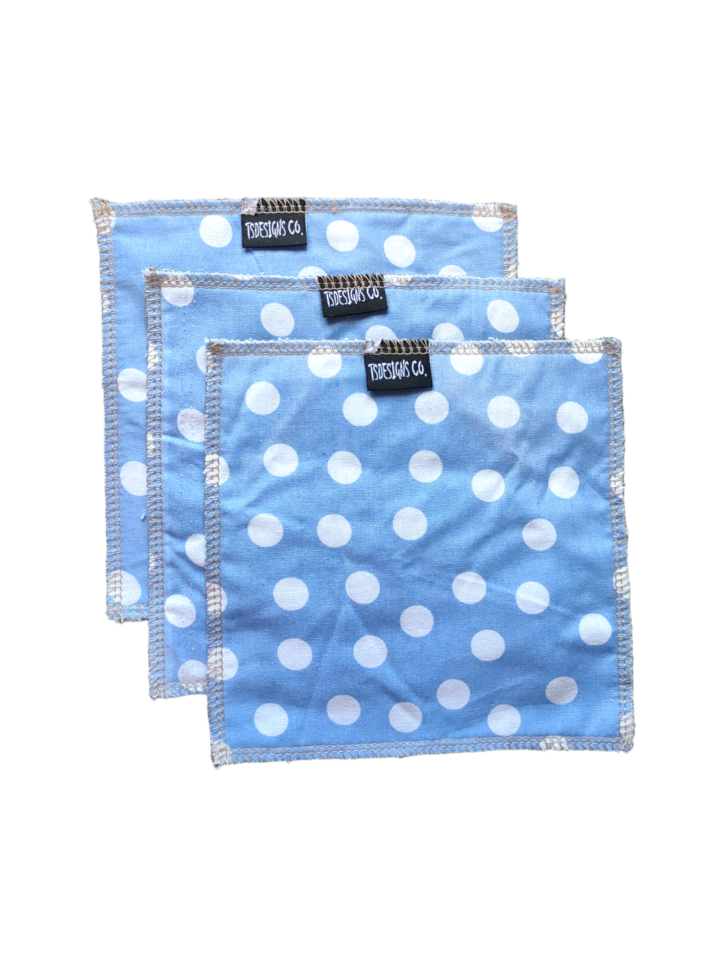BETTY BOO'S REUSABLE CLEANING WIPES | Blue with White Polkadots | 3pk (16cm x16 cm)