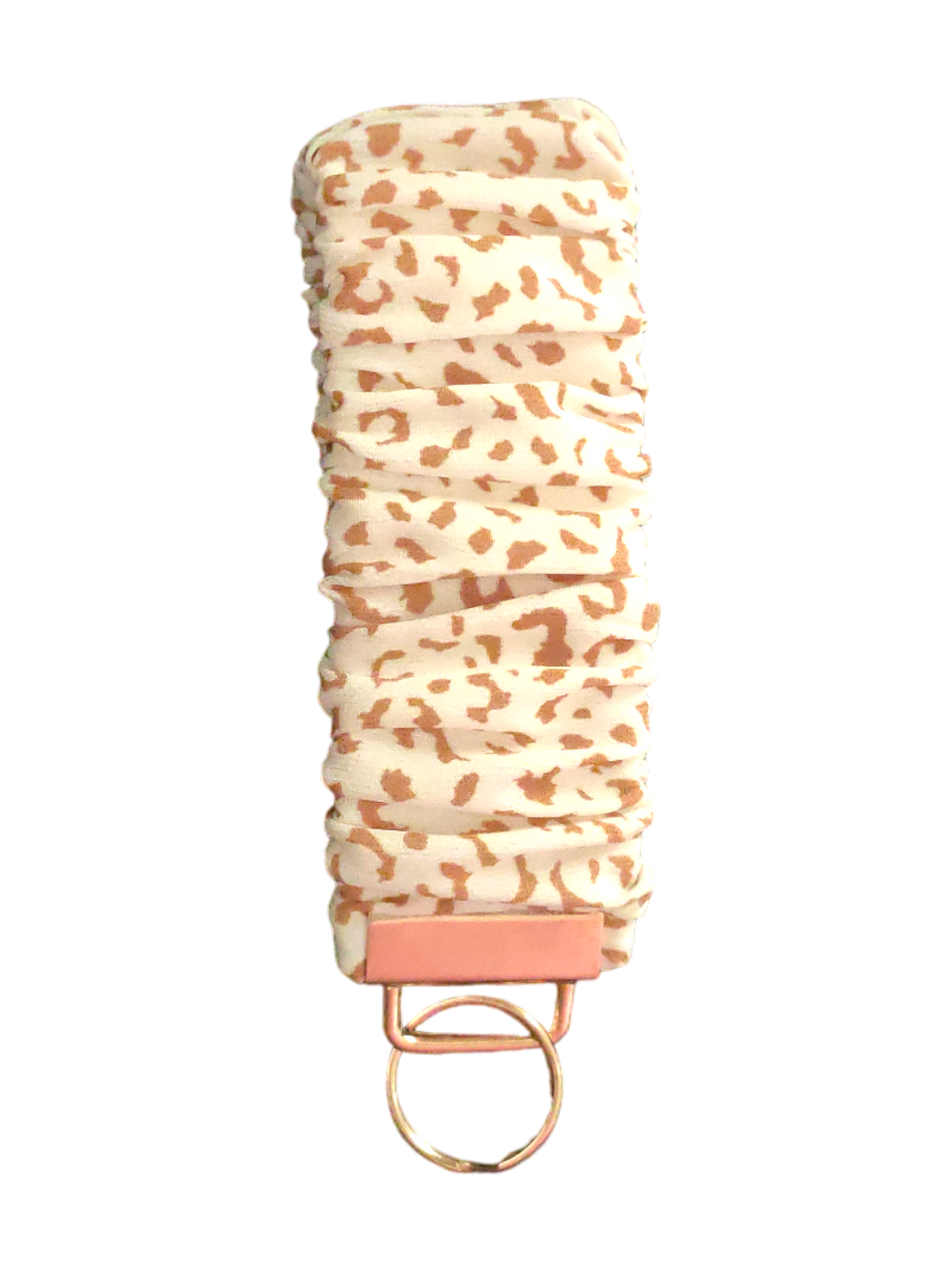 SCRUNCHIE KEY WRISTLET Georgette Leopard | Beige & White