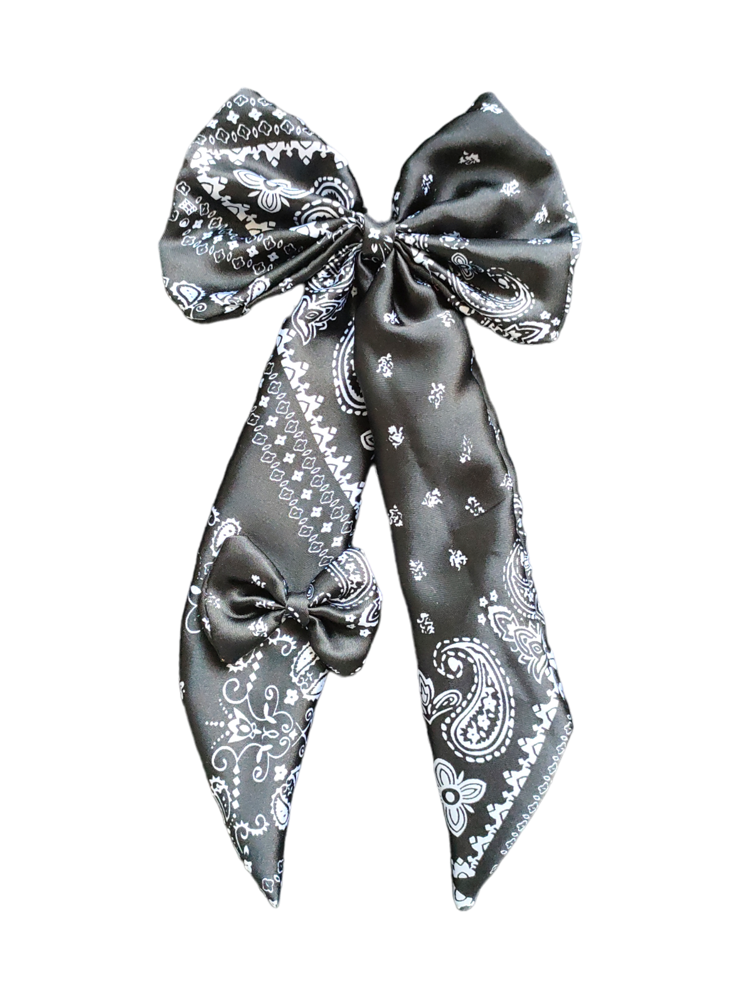 BOWS | Large & Mini Set | Satin Black Paisley