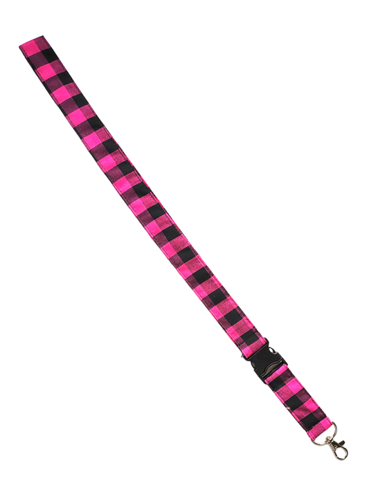 LANYARD Gingham Black & Pink