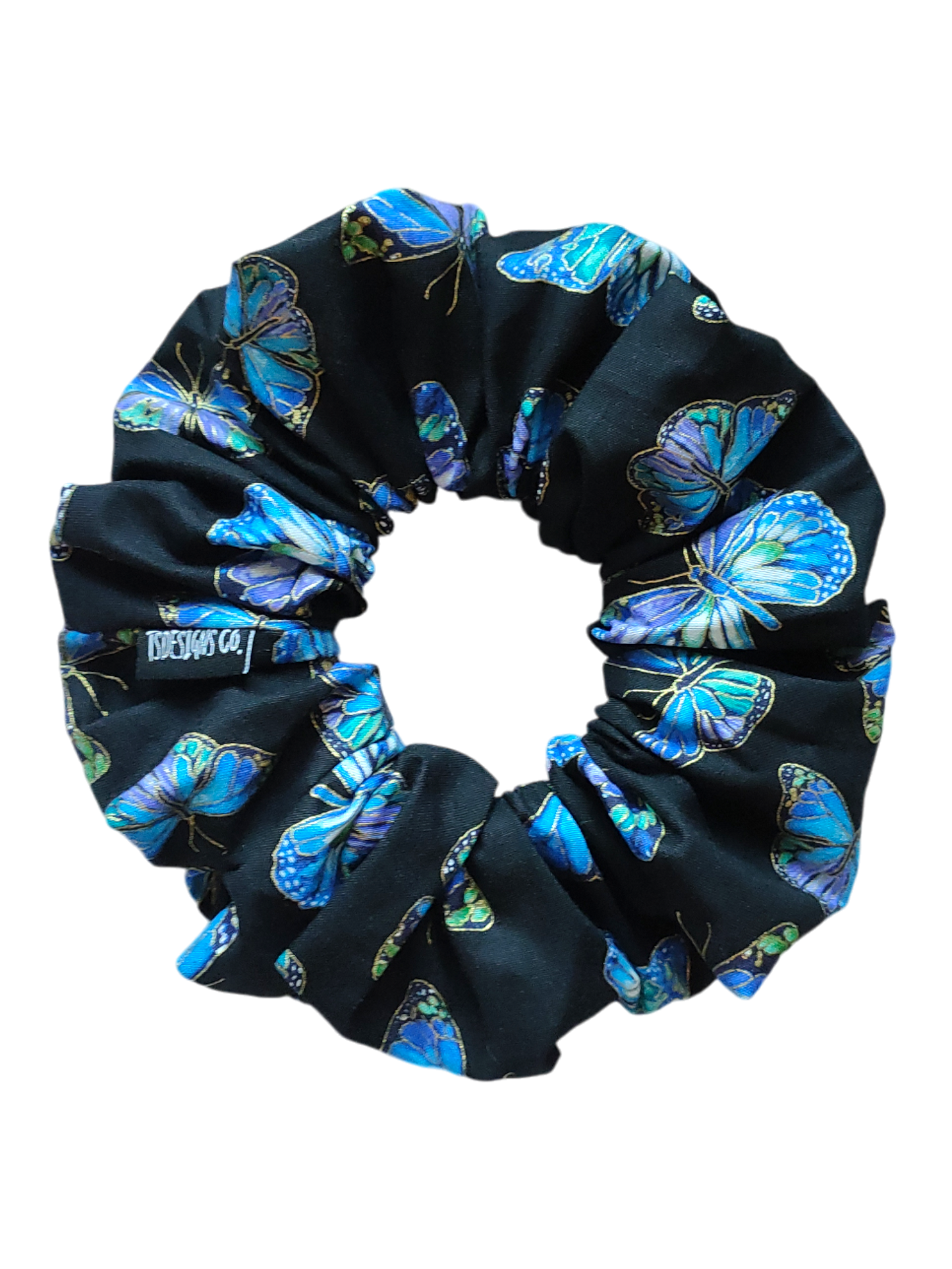 LARGE Black with Blue Butterflies