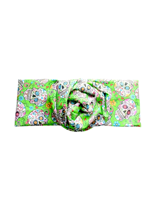 BETTY BOO BANDS™ WIRED HEADWRAP | Day of the Dead Sugar Skulls | Lime Green