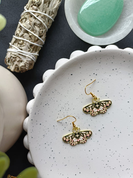 EARRINGS | Witchy Moth | Black & Pink