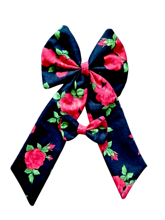 BOWS | Large & Mini Set | Red Roses on Black