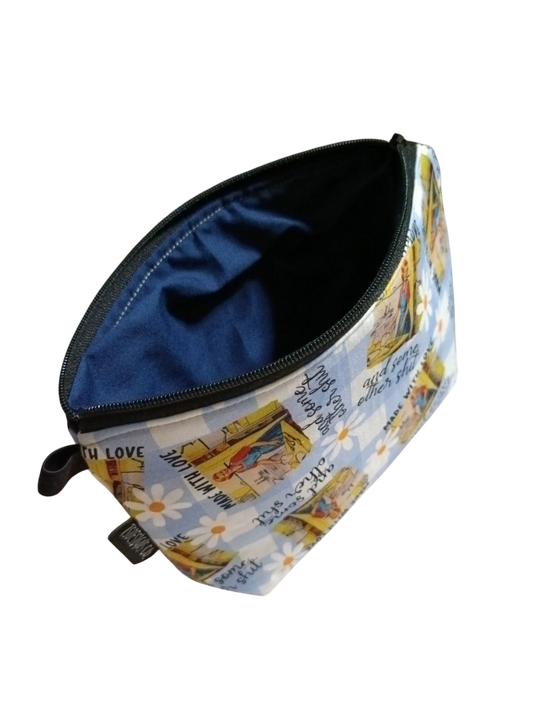 MAKEUP BAG Swear | Made with Love & Some Other Sh*t | Gingham Light Blue