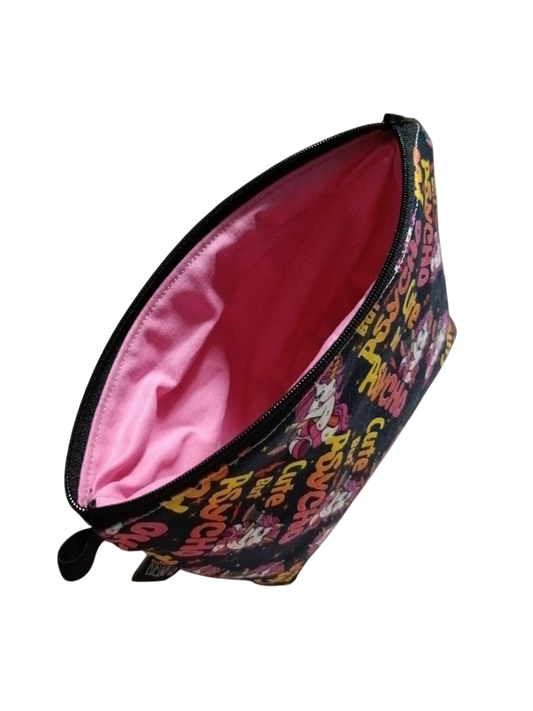 MAKEUP BAG Swear | Cute & Psycho | Unicorn Pink & Yellow