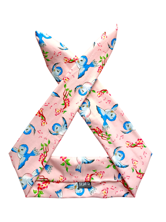 BETTY BOO BANDS™ WIRED HEADWRAP | Vintage Blue Bird | Peach Pink
