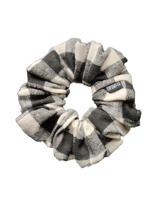 LARGE Wool Fleece Grey Gingham Black & White