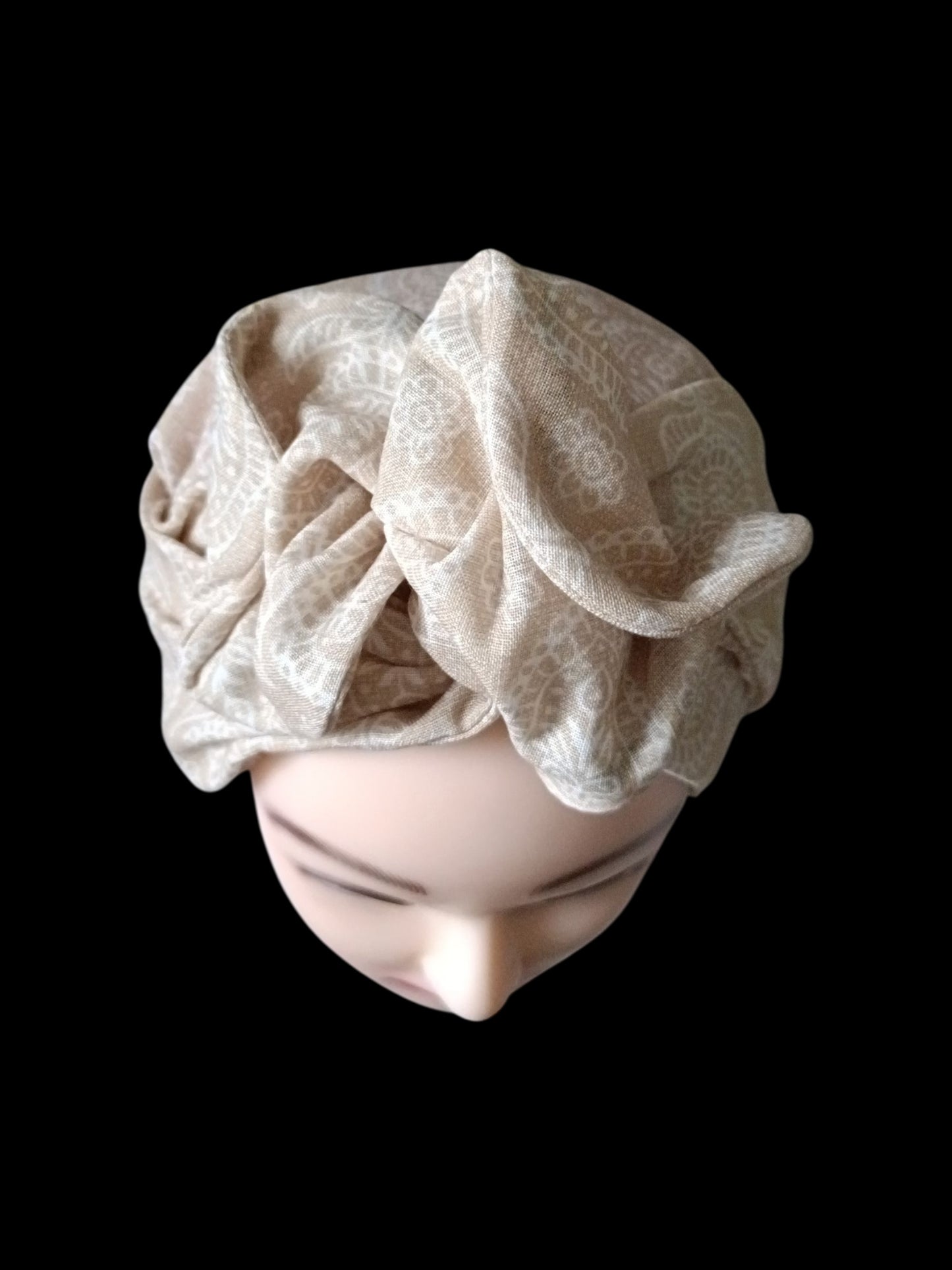 BETTY BOO WIRED TURBAN WRAP | Linen Paisley Beige