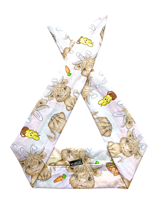 BETTY BOO BANDS™ WIRED HEADWRAP | Easter Highland Cow | Pink