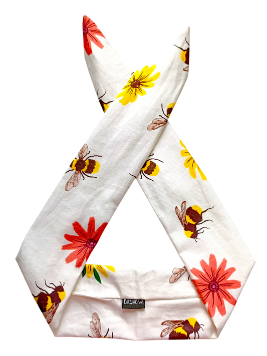 BETTY BOO BANDS™ WIRED HEADWRAP | Bees & Flowers | White, Amber & Yellow