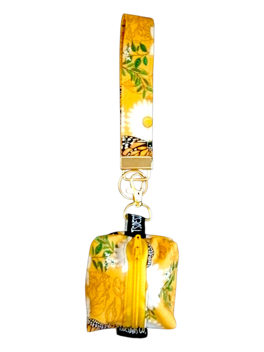 KEY WRISTLET + MINI COIN BAG | Monarch Butterflies | Sunshine & Flowers