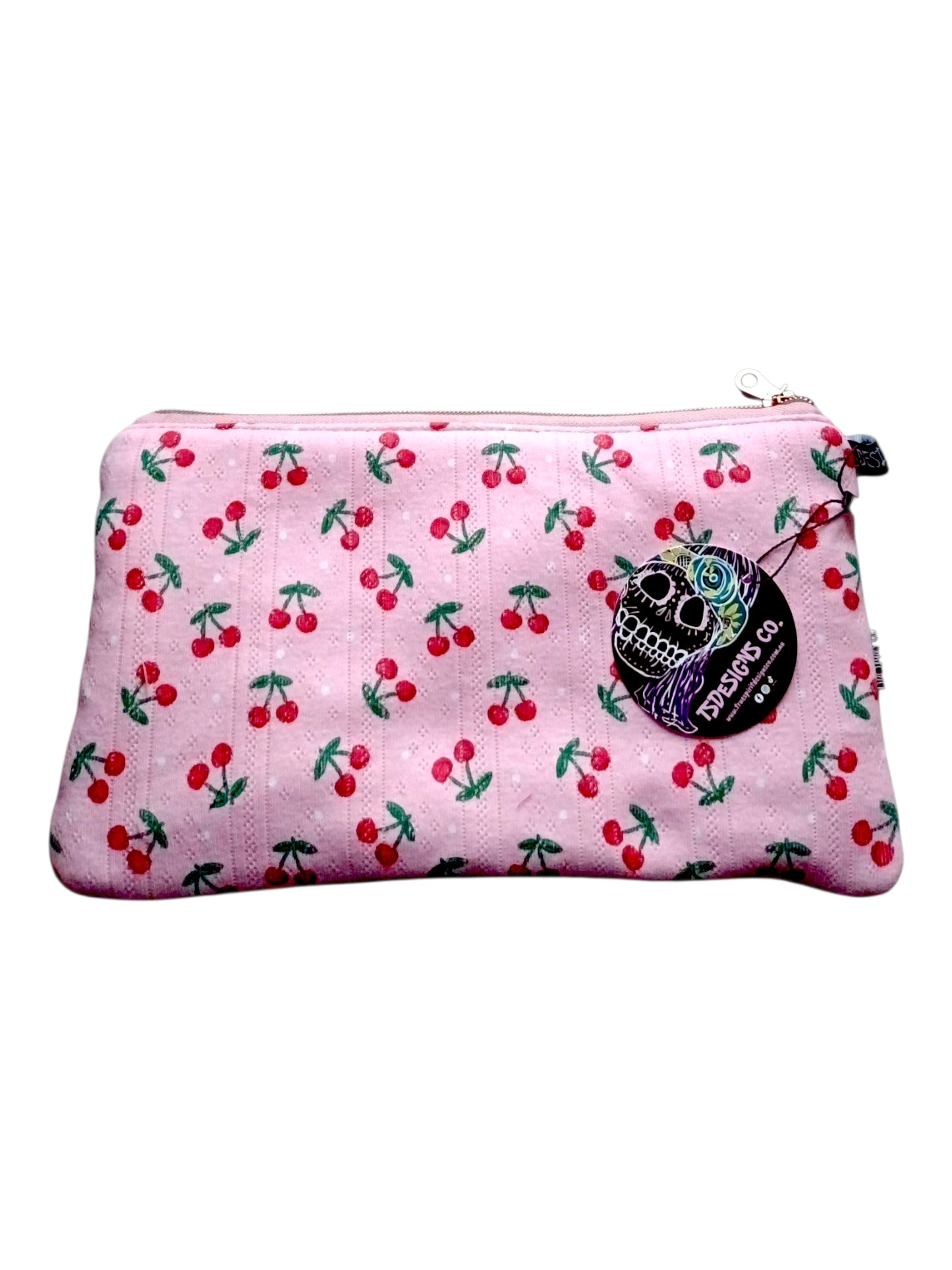 MAKEUP POUCH Large | Cherries | Pink Polkadots