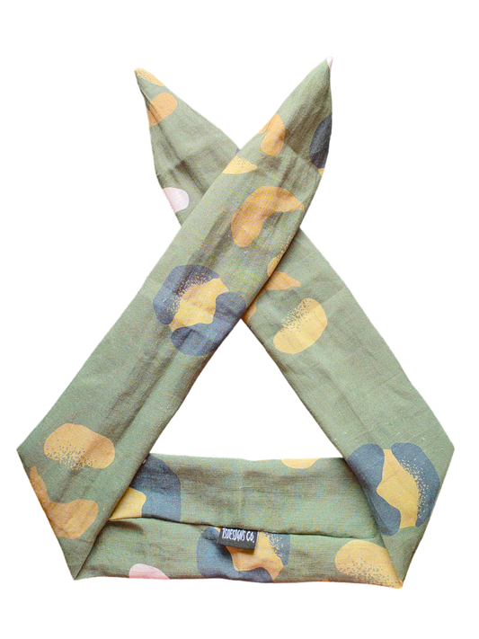 BETTY BOO BANDS™ WIRED HEADWRAP | Linen Camo Leopard | Army Green