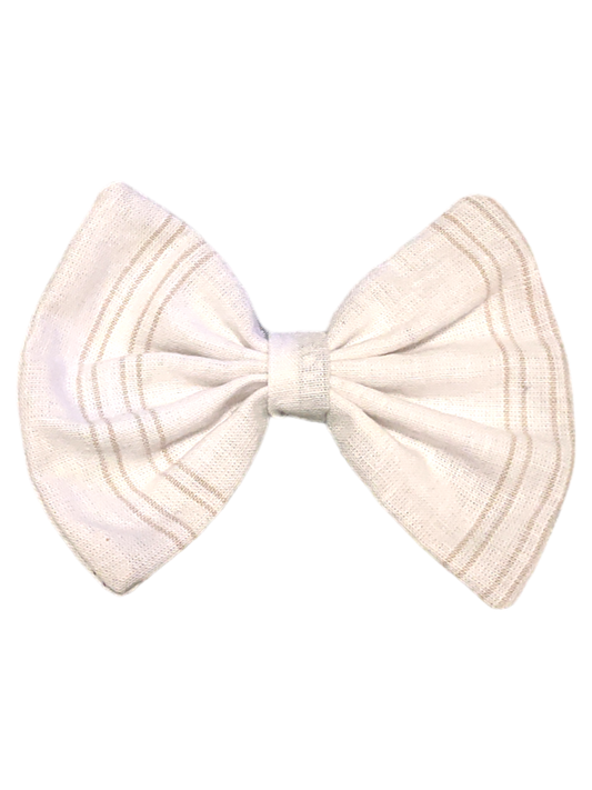 BOWS | Large Single | Linen White with Cream Stripes