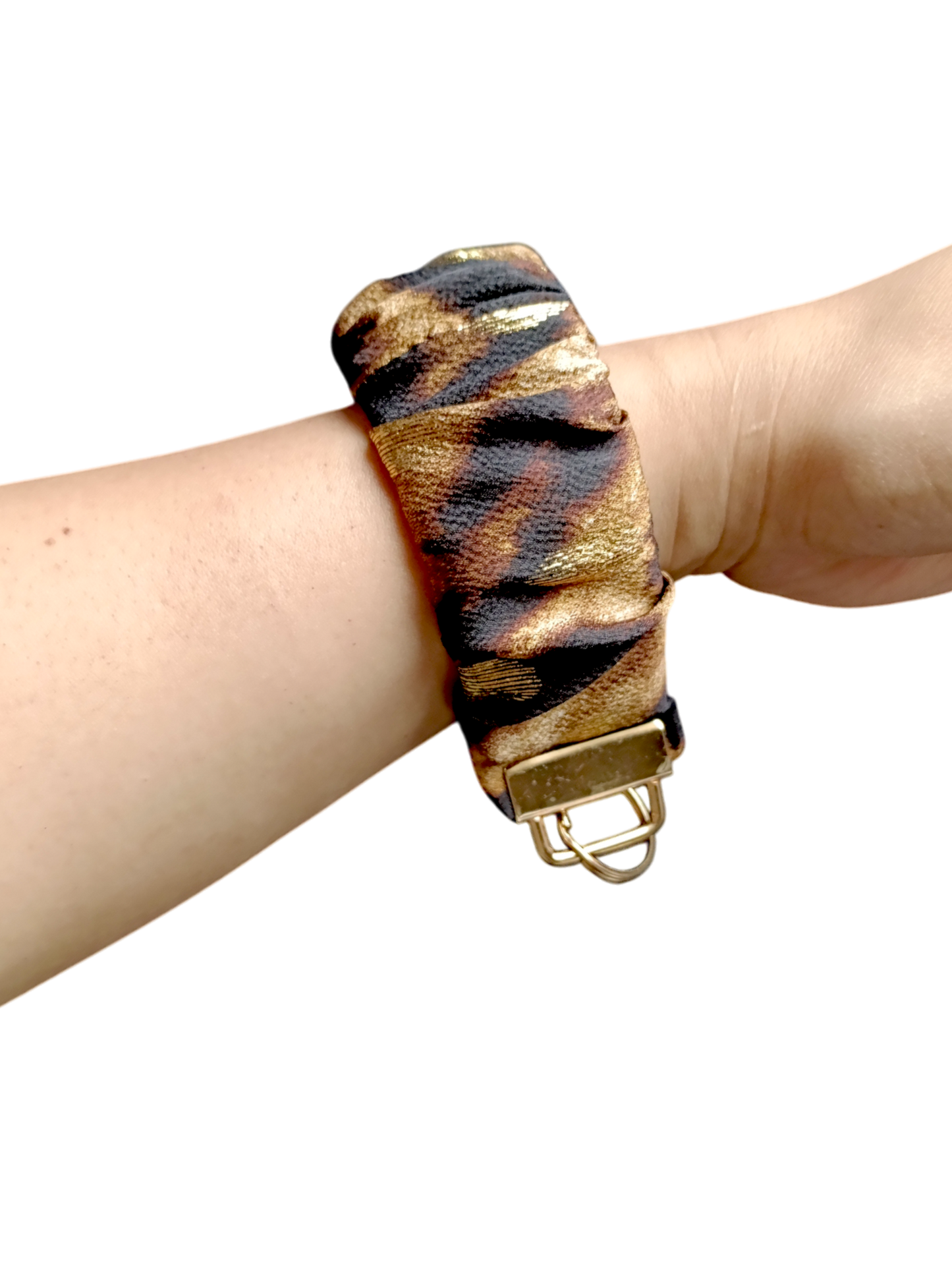 SCRUNCHIE KEY WRISTLET Leopard Gold