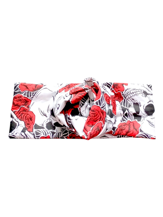 BETTY BOO BANDS™ WIRED HEADWRAP | Skulls & Roses | Black, White & Red