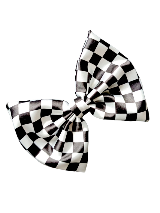 BOWS | Med Single | Satin Checkered | Black & White