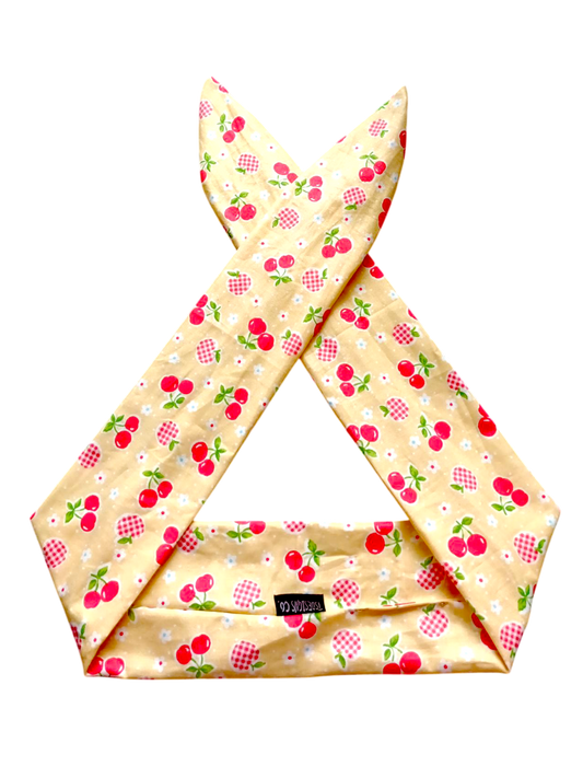BETTY BOO BANDS™ WIRED HEADWRAP | Cherries & Apples | Yellow