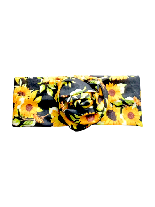 BETTY BOO BANDS™ WIRED HEADWRAP | Sunflowers & Bees | Black & Yellow