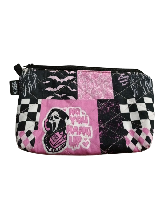MAKEUP BAG Quilted Ghost Face | Pink