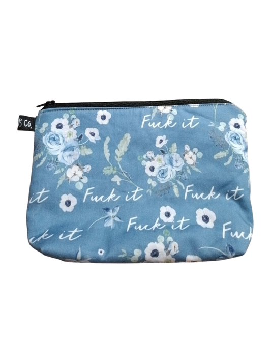 MAKEUP BAG Swear | Floral F*ck It | Light Blue